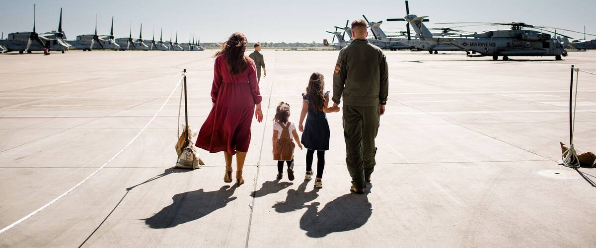 Military Family Reuniting at Miramar in San Diego