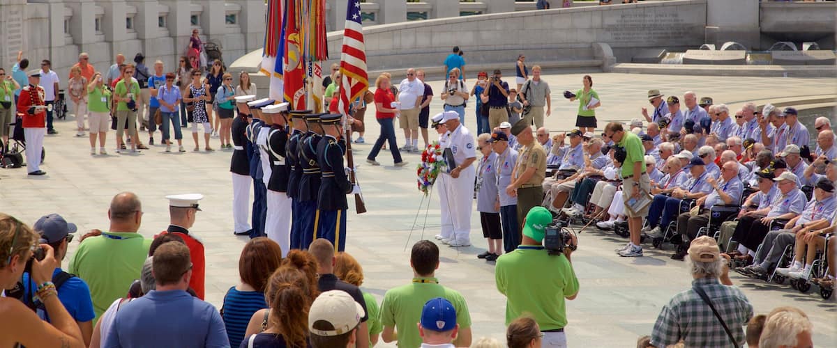 National World War II Memorial as well as a large group of people