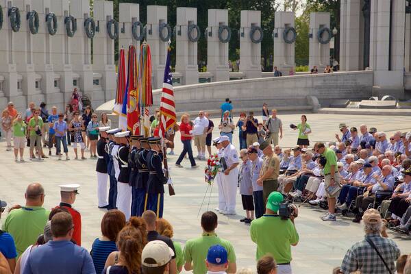 National World War II Memorial as well as a large group of people