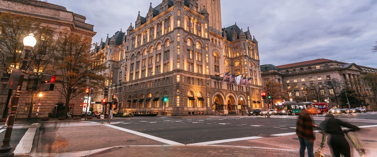 Old Post Office Pavilion featuring heritage architecture, night scenes and a city