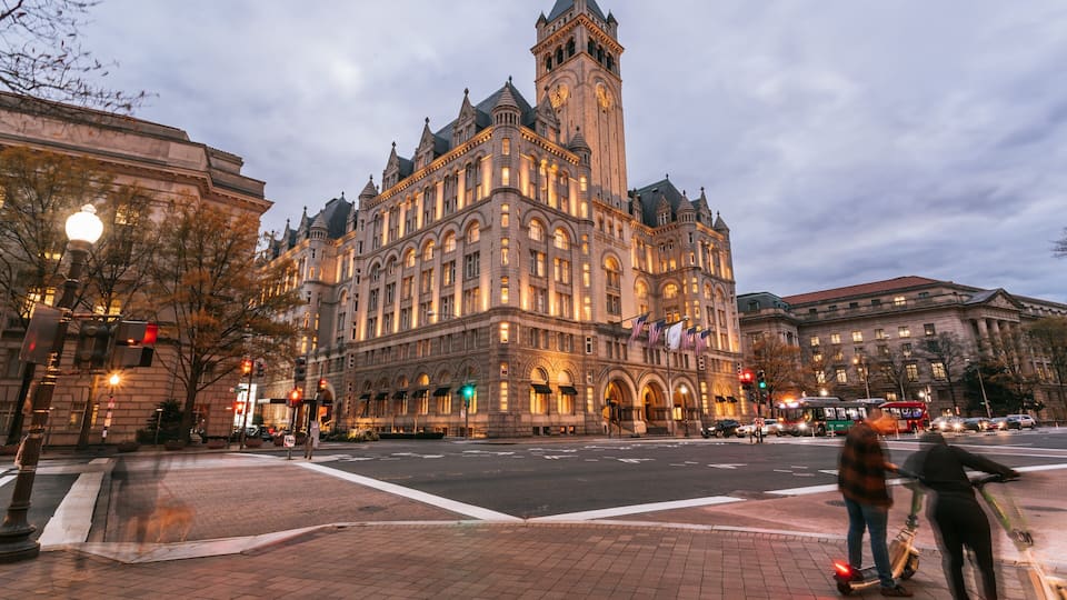 Old Post Office Pavilion featuring heritage architecture, night scenes and a city