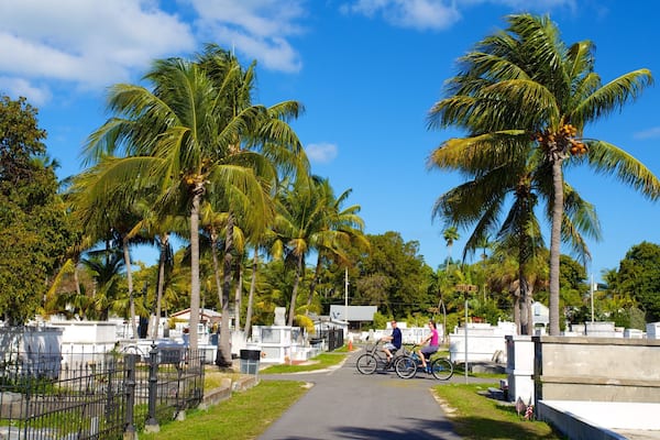 Key West Cemetery som visar ett minnesmonument, cykling och en kyrkogård