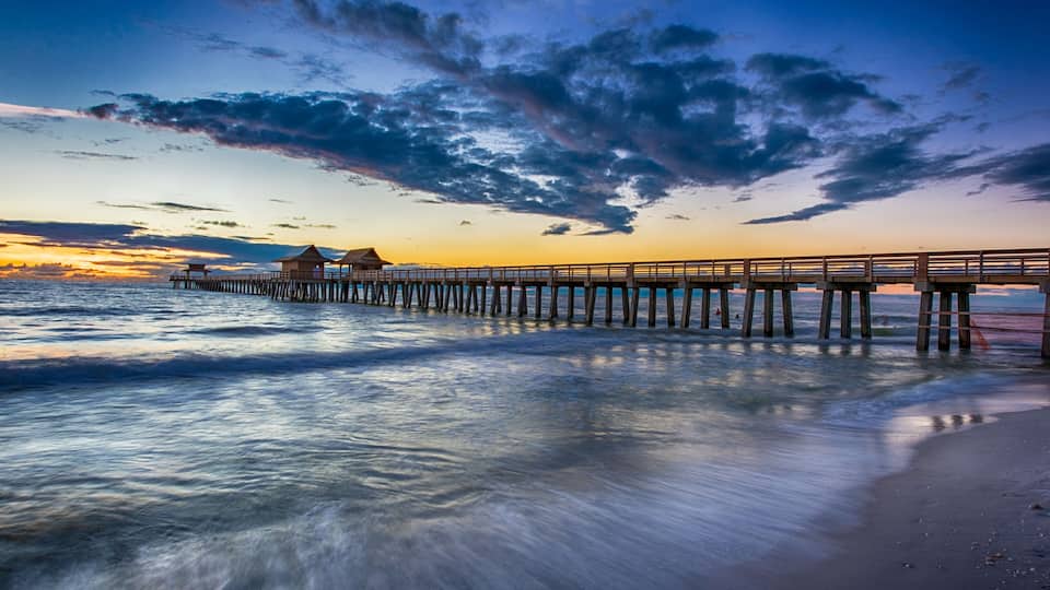 Sunset over Naples Pier, Florida