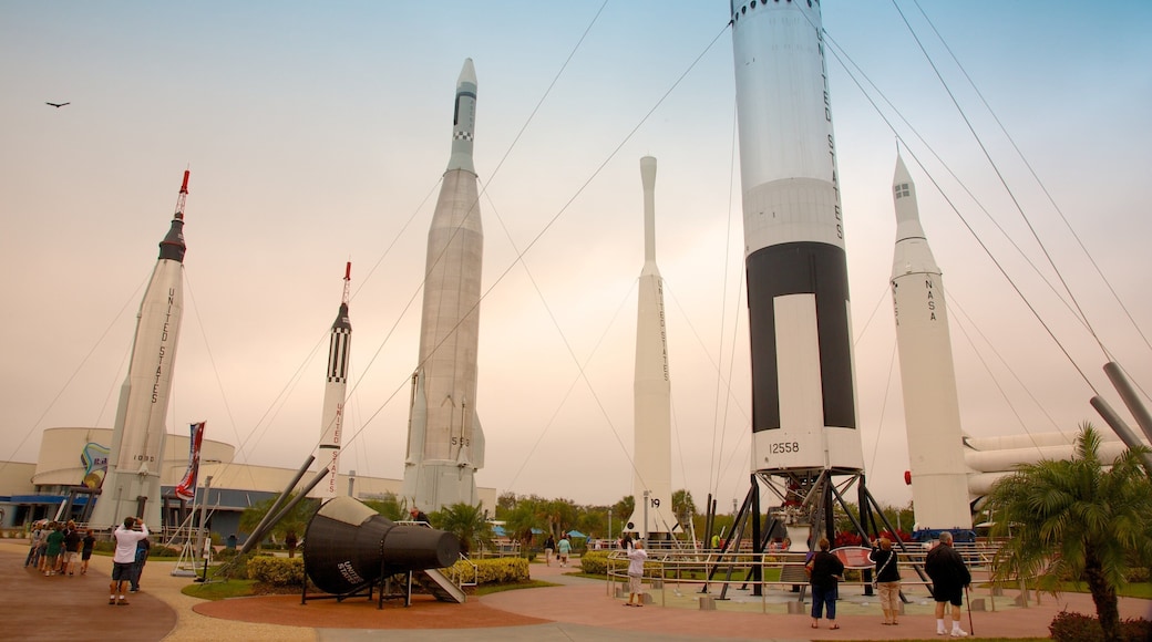 Exploring rocket displays at Kennedy Space Center in Cape Canaveral, Florida during an afternoon visit