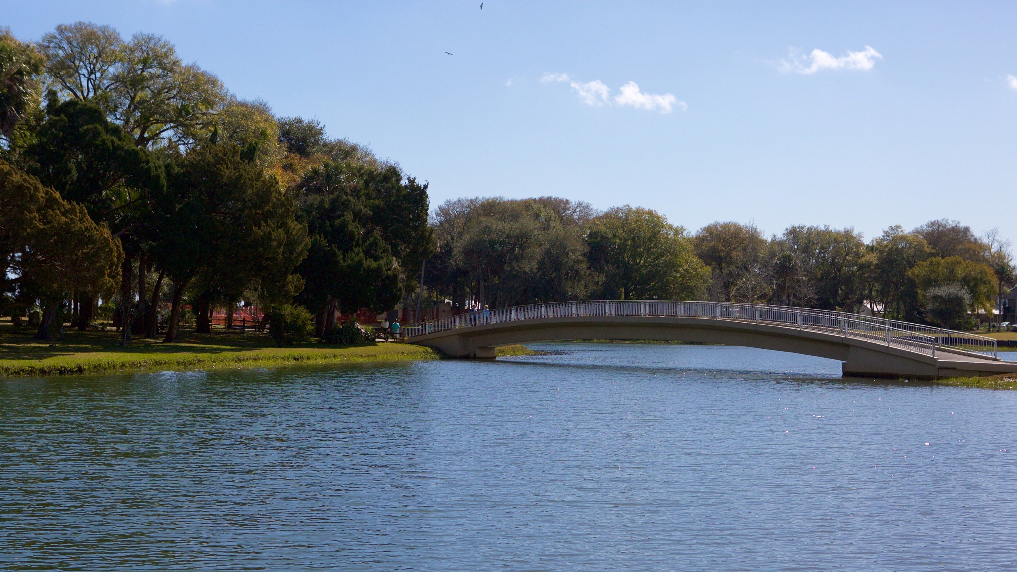 Mission of Nombre de Dios which includes a bridge and general coastal views
