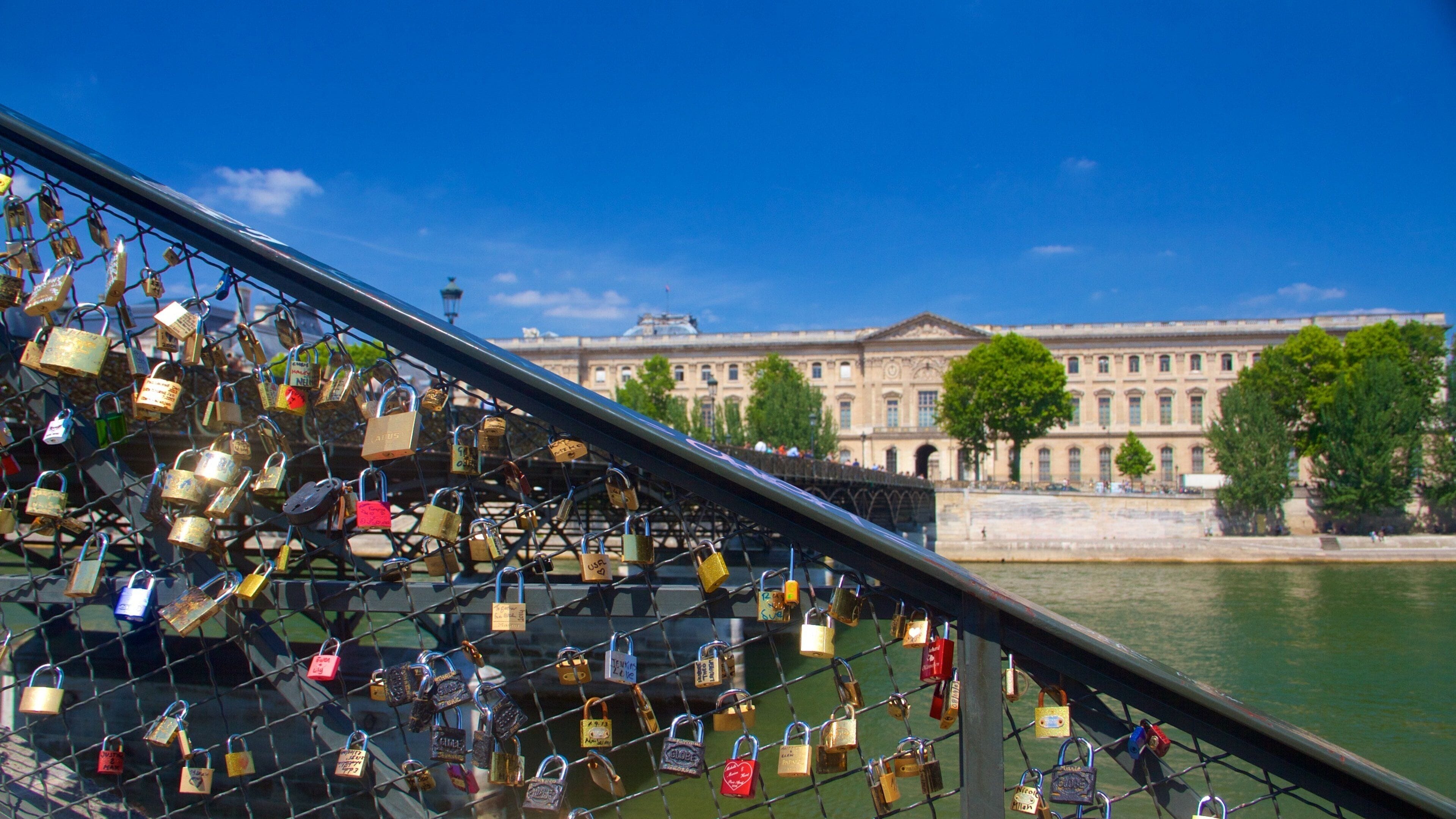 Pont des Arts featuring a bridge, a river or creek and a city