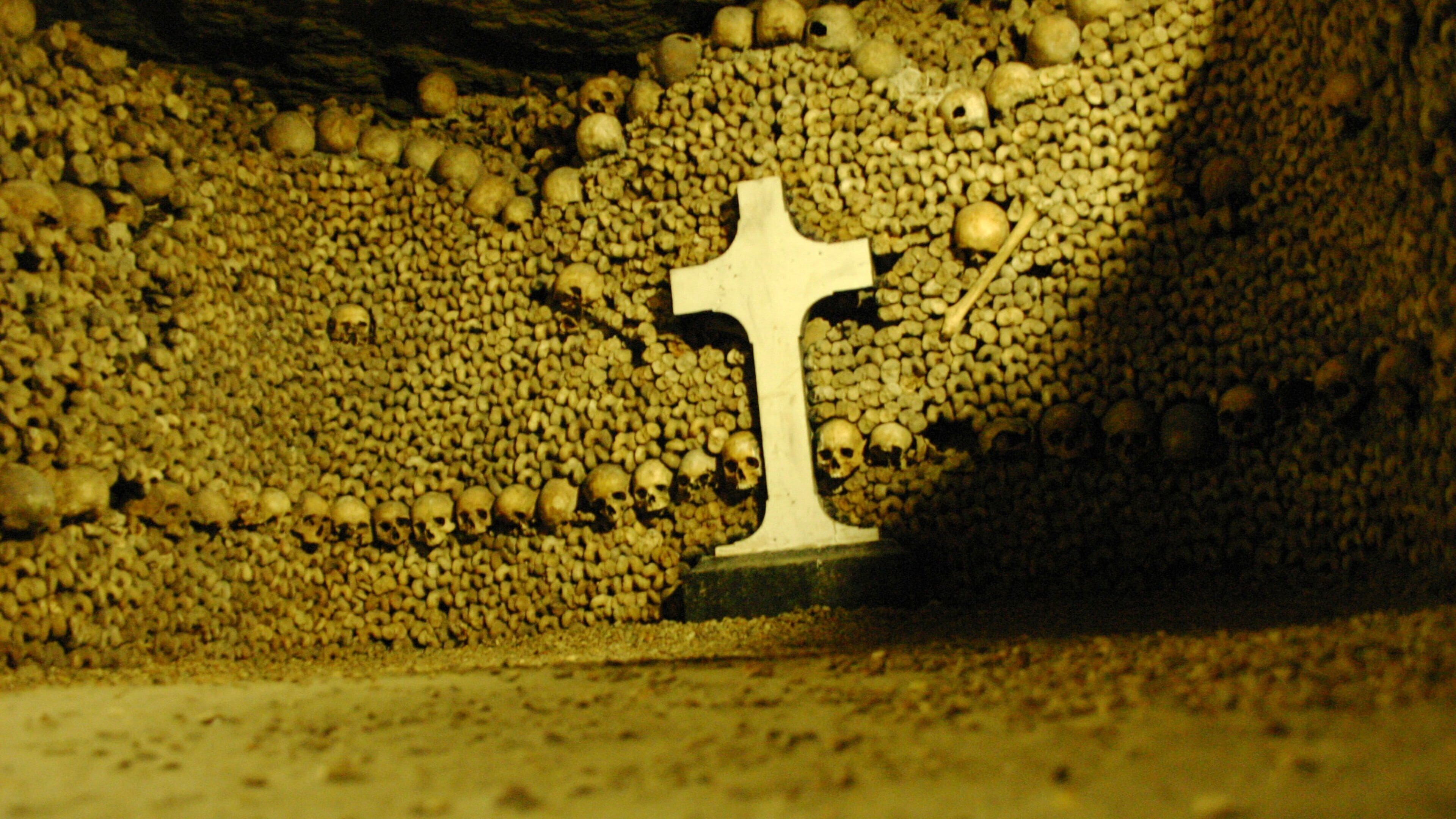 Explore the haunting beauty of Paris Catacombs filled with ancient bones and skulls