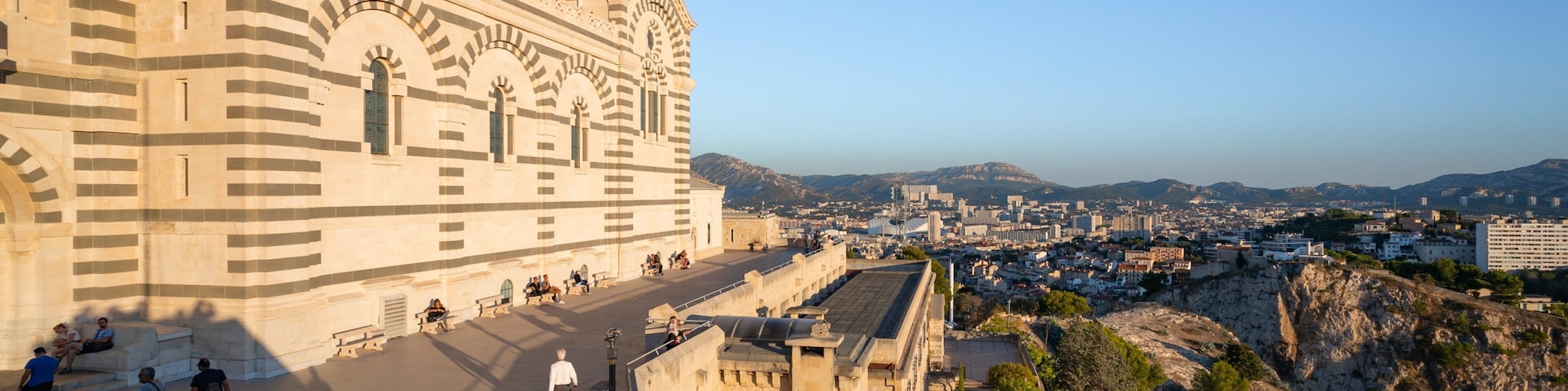 Notre-Dame de la Garde showing heritage elements, landscape views and views
