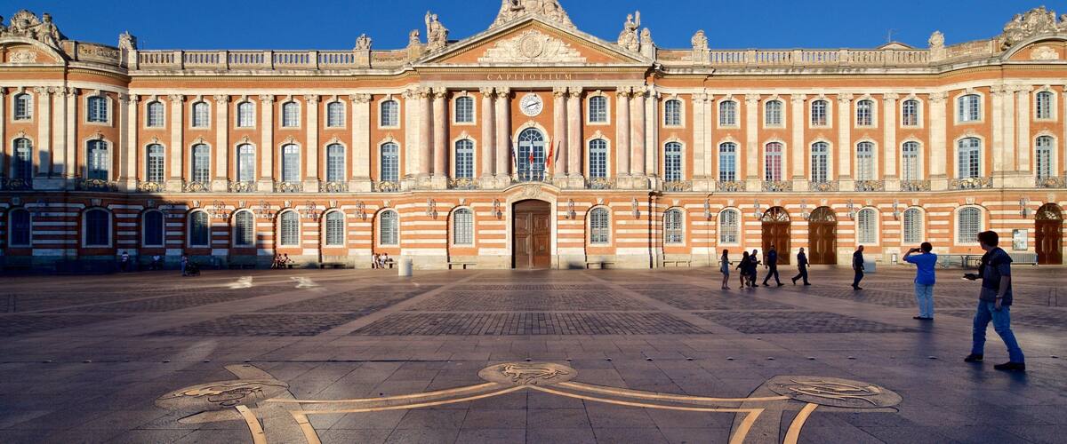 Capitole de Toulouse featuring street scenes, a square or plaza and heritage architecture