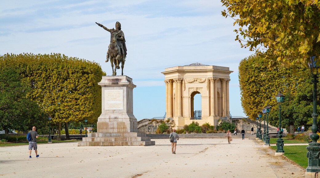 Peyrou Gardens featuring heritage elements and a statue or sculpture