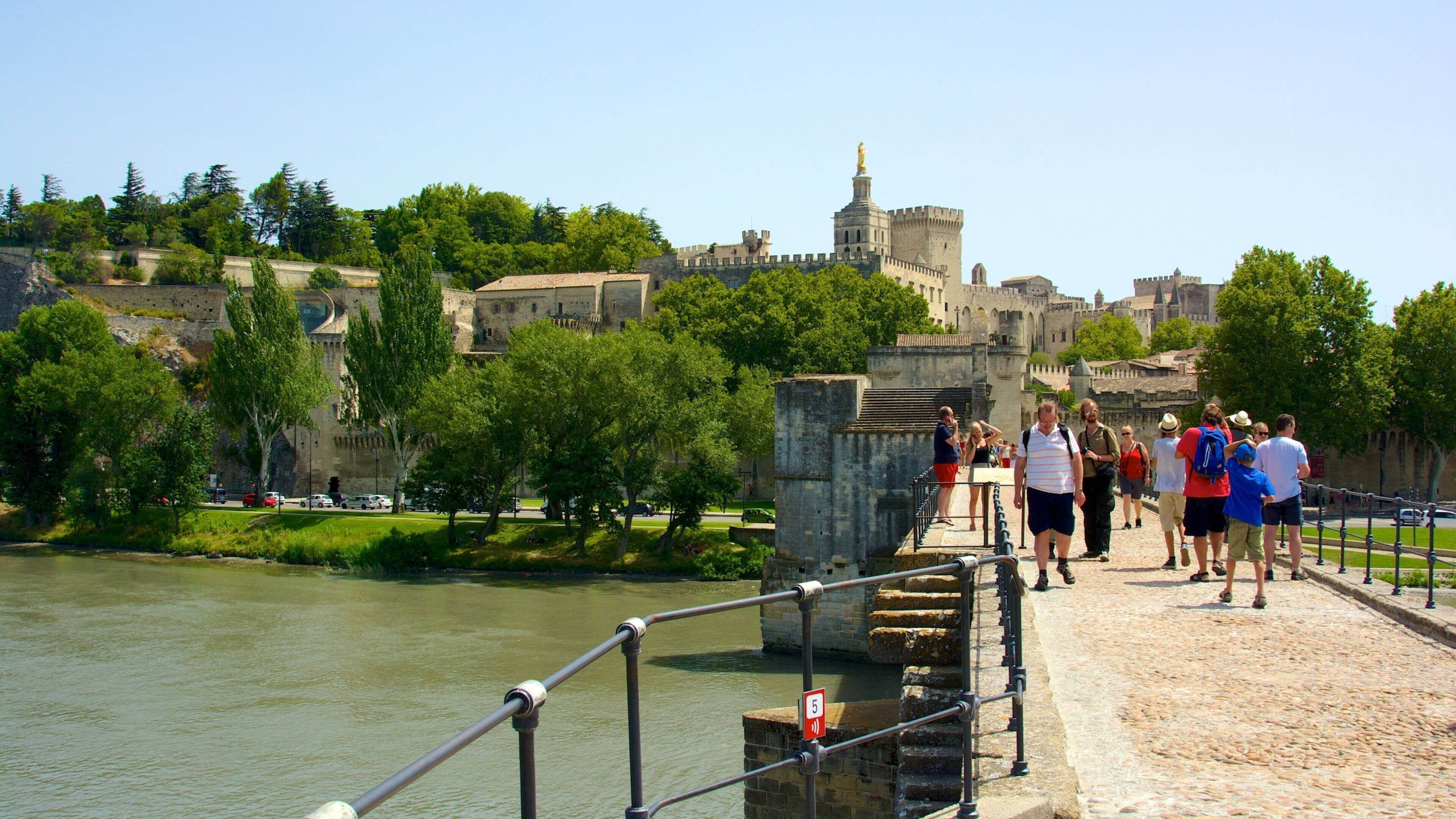 Pont Saint-Bénezet mettant en vedette rivière ou ruisseau et patrimoine architectural