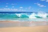 Ocean waves breaking on the beach, Sandy Beach Park, Oahu, Hawaii, USA