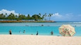 Ala Moana Beach Park mostrando escenas tropicales, una playa y natación