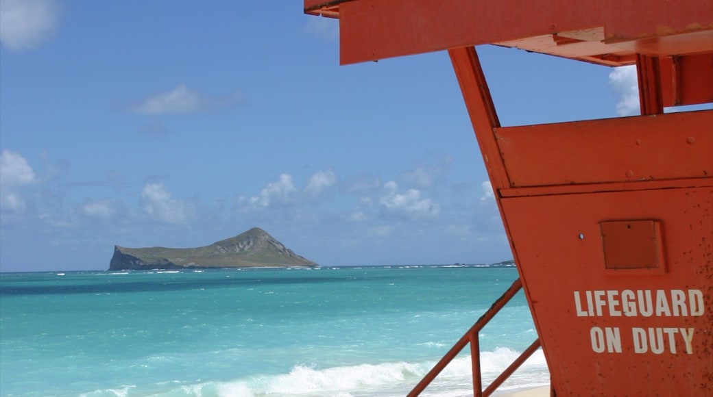 Waimanalo Beach featuring landscape views, island images and a beach