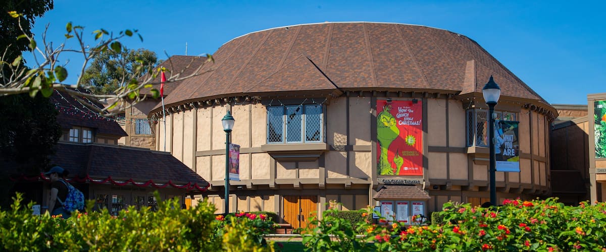 Old Globe Theater featuring a garden and wildflowers