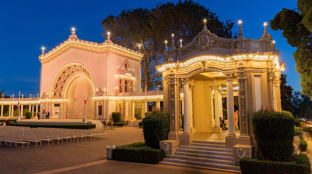 Spreckels Organ Pavilion showing night scenes