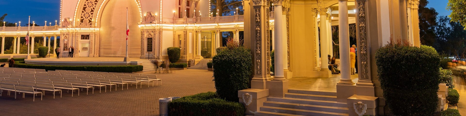 Spreckels Organ Pavilion showing night scenes