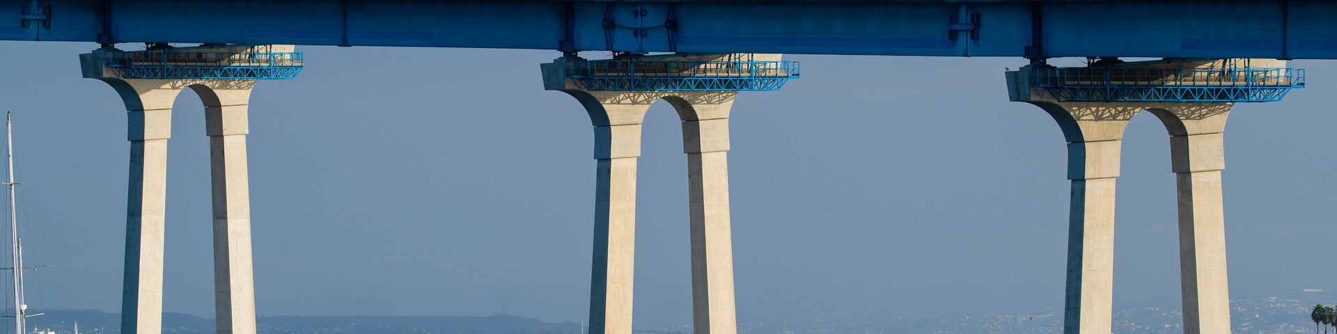 San Diego Coronado Bridge which includes a bay or harbor and boating