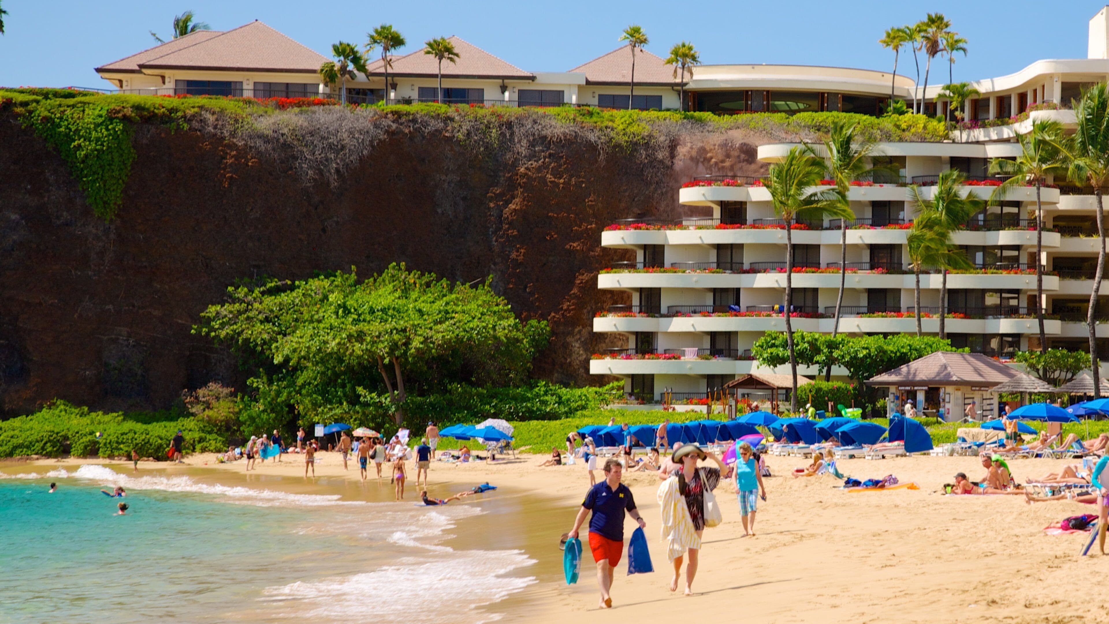 Kaanapali Beach das einen Luxushotel oder Resort, Sandstrand und Küstenort