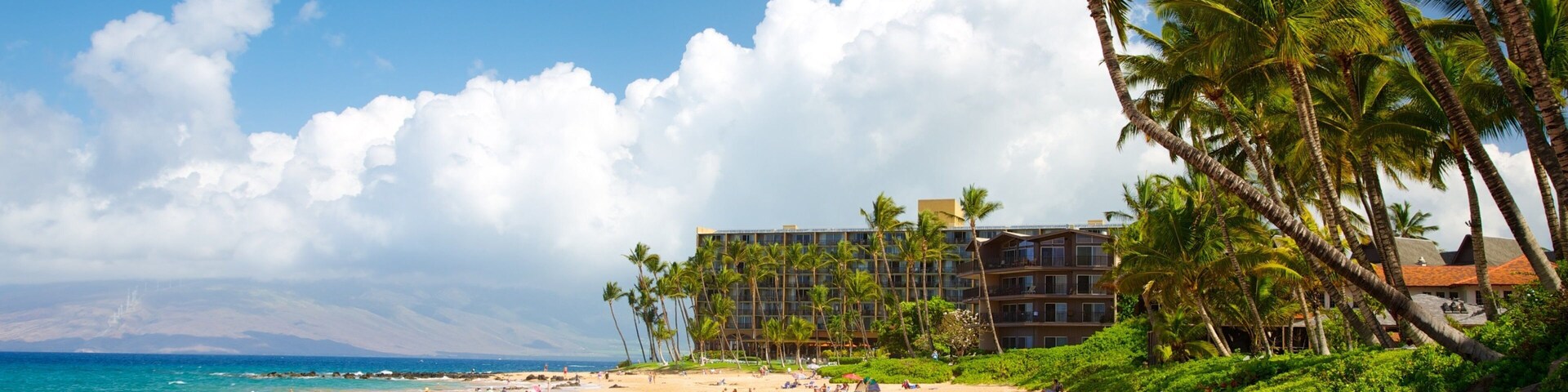 Keawakapu Beach North showing tropical scenes, swimming and landscape views