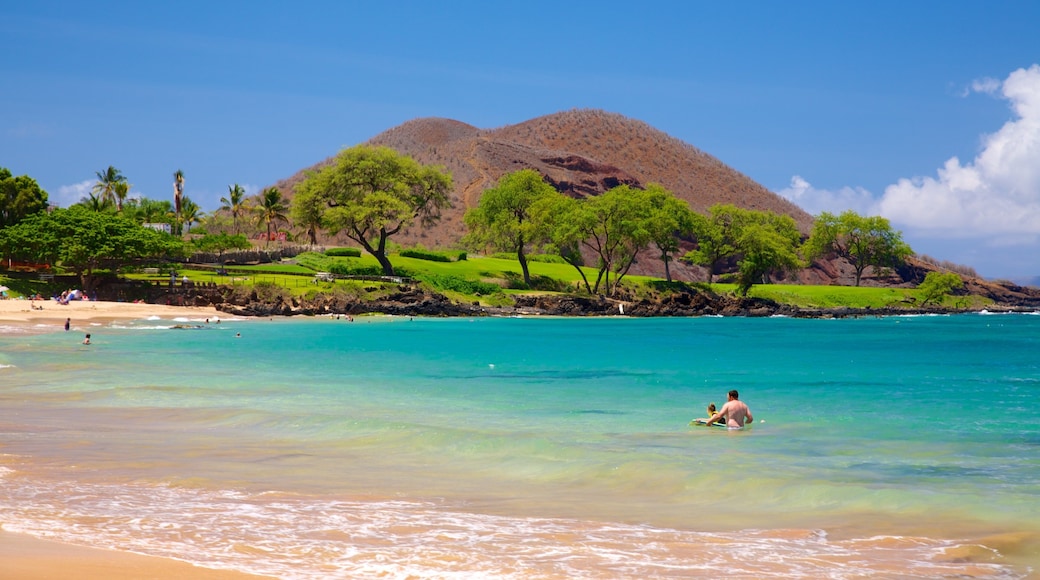 Maluaka Beach showing tropical scenes, swimming and landscape views