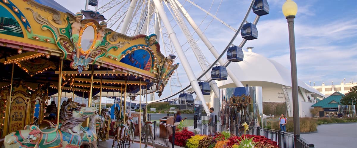 Navy Pier which includes rides