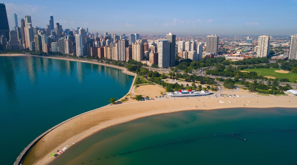 Aerial image north Avenue Beach Chicago