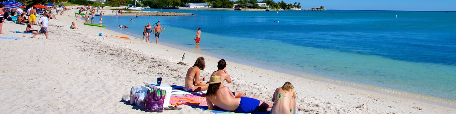 Sombrero Beach featuring a beach as well as a small group of people