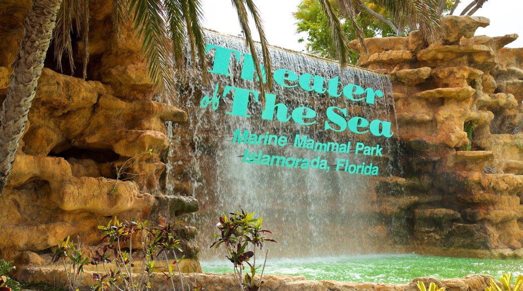 Theater of the Sea which includes a fountain and signage