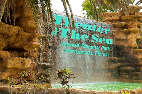 Theater of the Sea which includes a fountain and signage