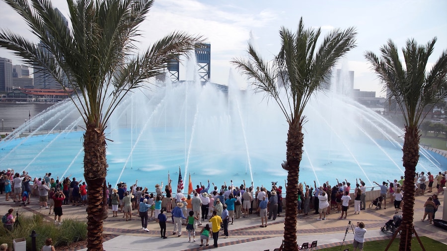 Friendship Park ofreciendo una fuente y también un gran grupo de personas