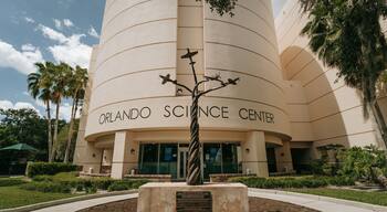 Orlando Science Center featuring signage and outdoor art