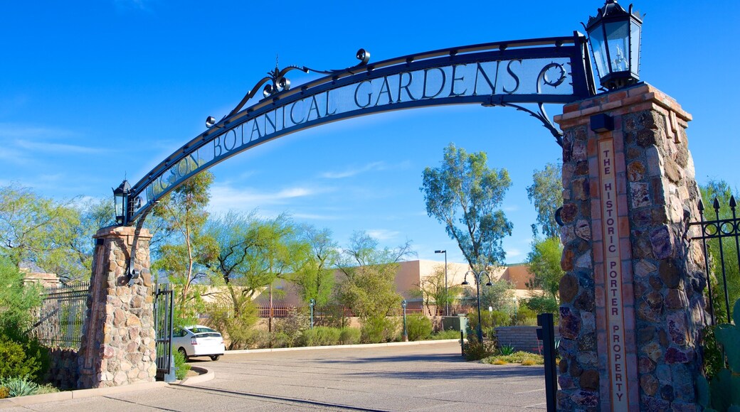 Tucson Botanical Gardens featuring a garden and signage