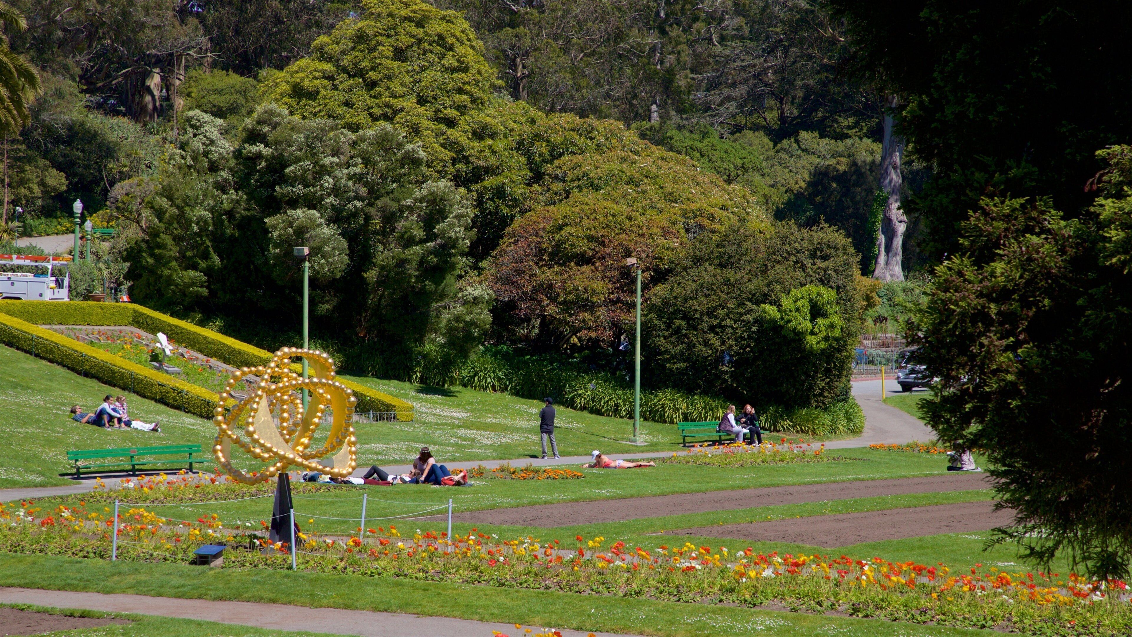 Conservatory of Flowers das einen Outdoor-Kunst, Park und Blumen