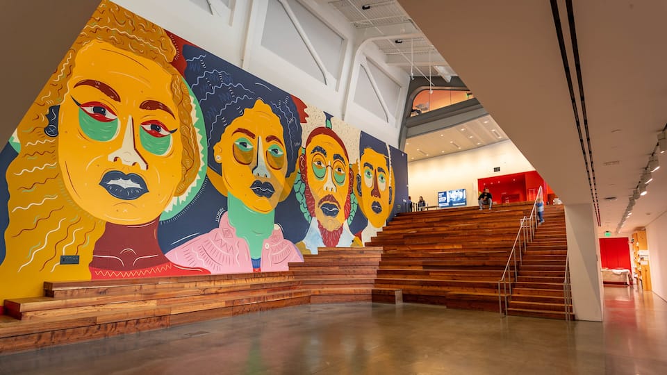 Berkeley Art Museum and Pacific Film Archive showing interior views and art