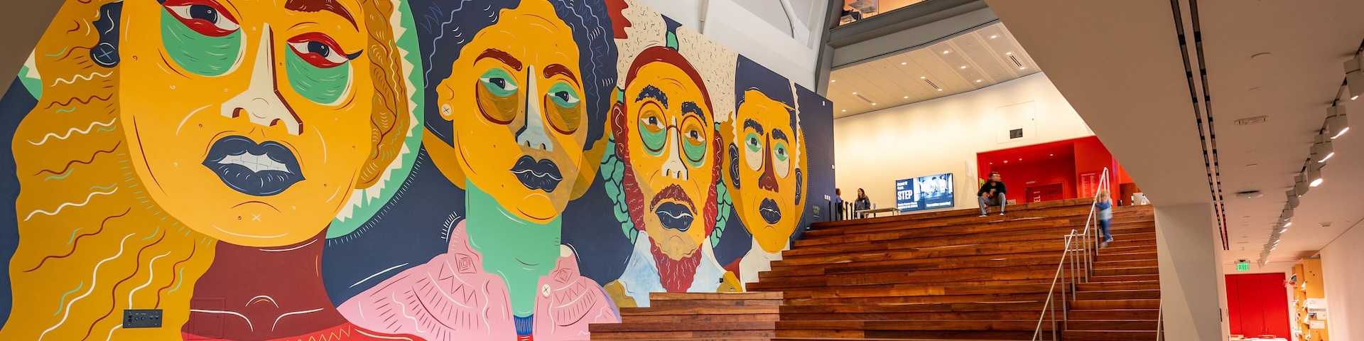 Berkeley Art Museum and Pacific Film Archive showing interior views and art