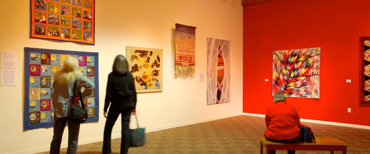 San Jose Museum of Quilts and Textiles featuring interior views and art
