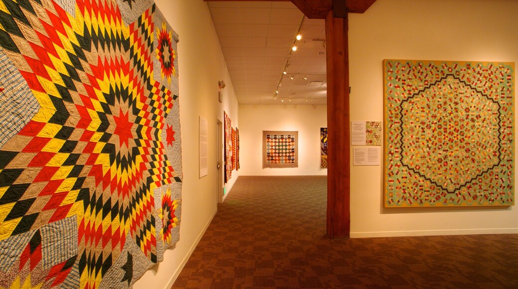 San Jose Museum of Quilts and Textiles featuring art and interior views