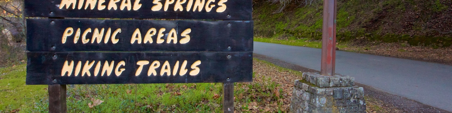 Alum Rock Park showing signage and a garden