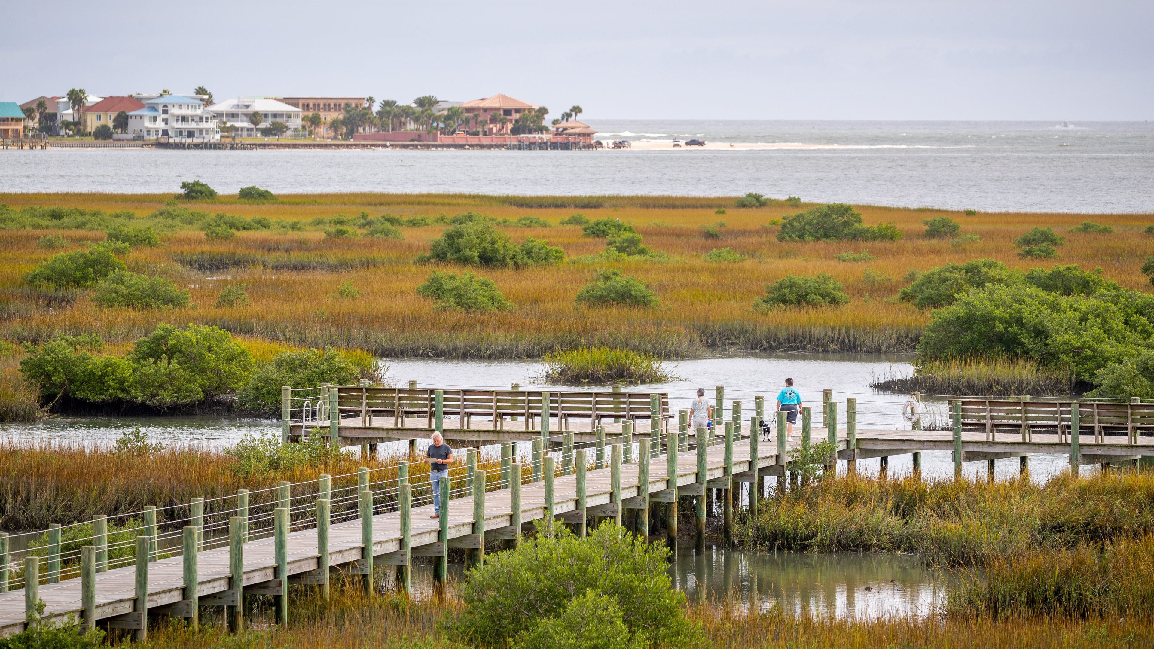 Ponce de Leon\'s Fountain of Youth Archaeological Park showing landscape views, a bridge and general coastal views