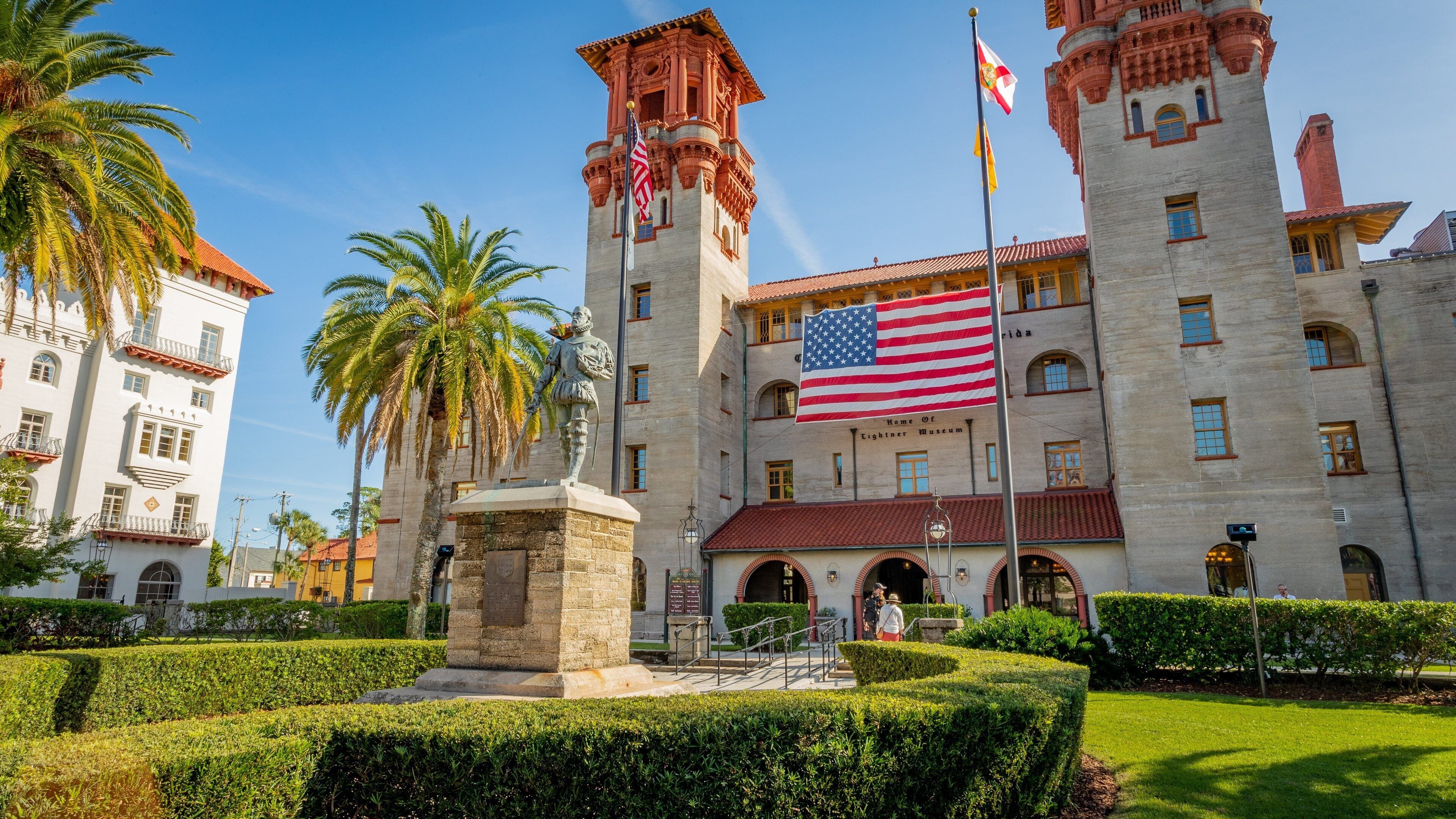 Lightner Museum which includes a garden, a statue or sculpture and heritage architecture