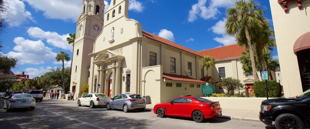 Cathedral Basilica of St. Augustine featuring heritage elements and a church or cathedral