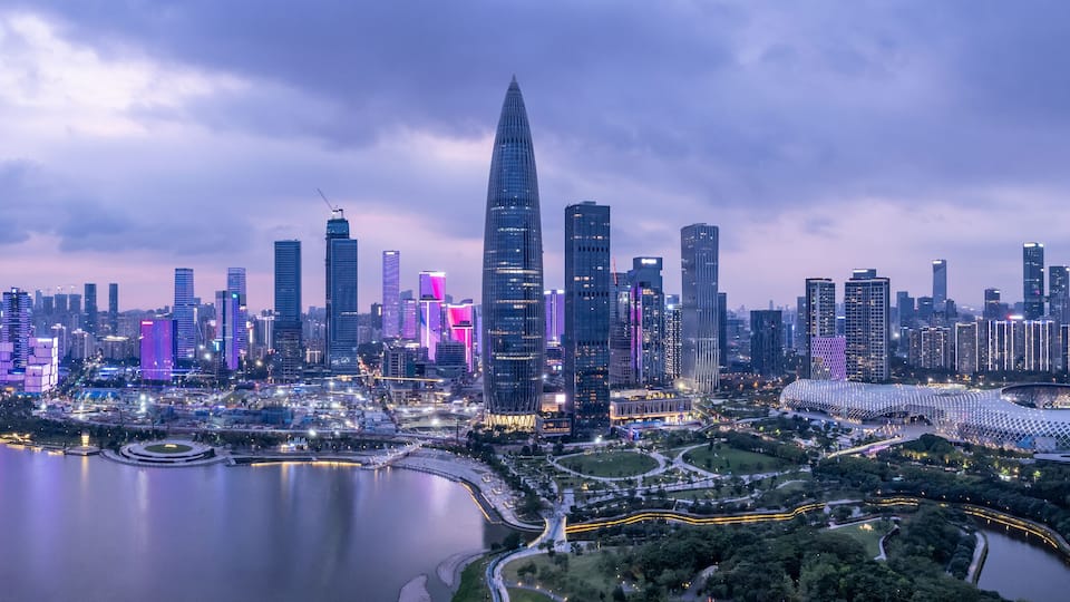 Skyline of Houhai CBD in Nanshan District, Shenzhen, China