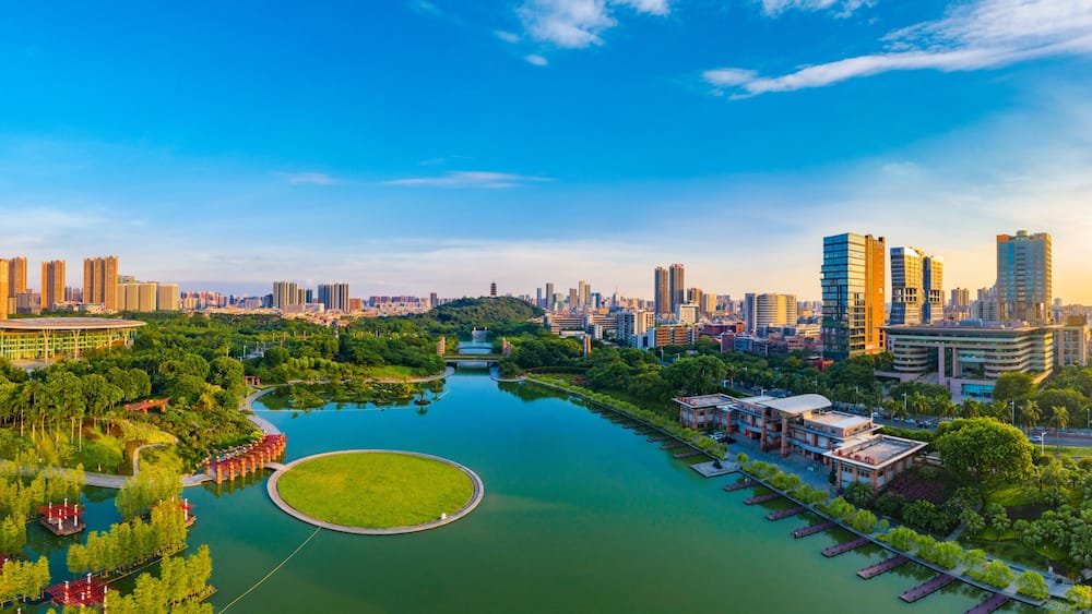 Urban Environment of Qiandeng Lake Park, Foshan City, Guangdong Province, China