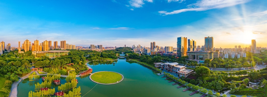 Urban Environment of Qiandeng Lake Park, Foshan City, Guangdong Province, China