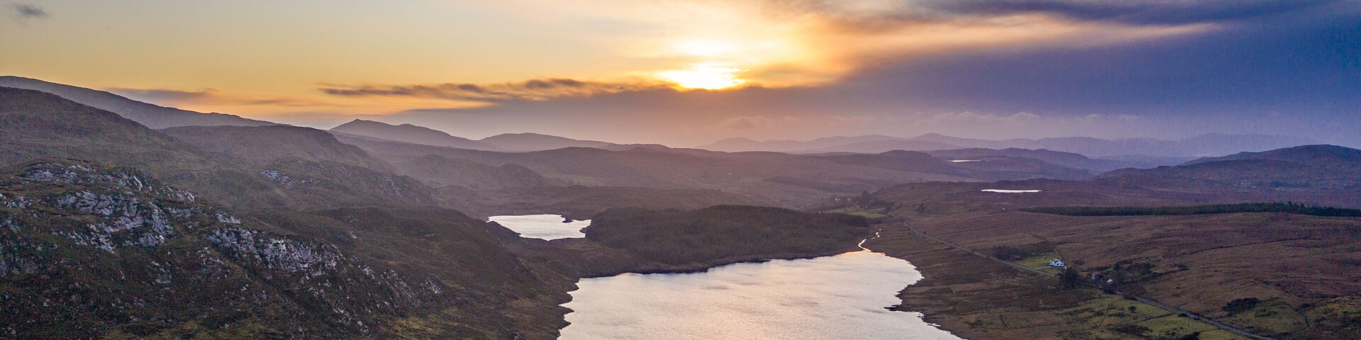 Aerial view of Lough EA between Ballybofey and Glenties in Donegal - Ireland