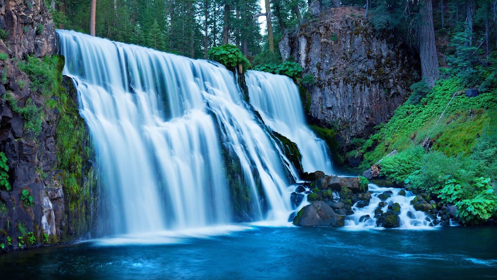 Middle McCloud Falls along the McCloud River located in northern California.