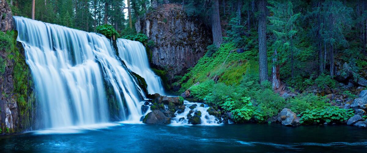 Middle McCloud Falls along the McCloud River located in northern California.