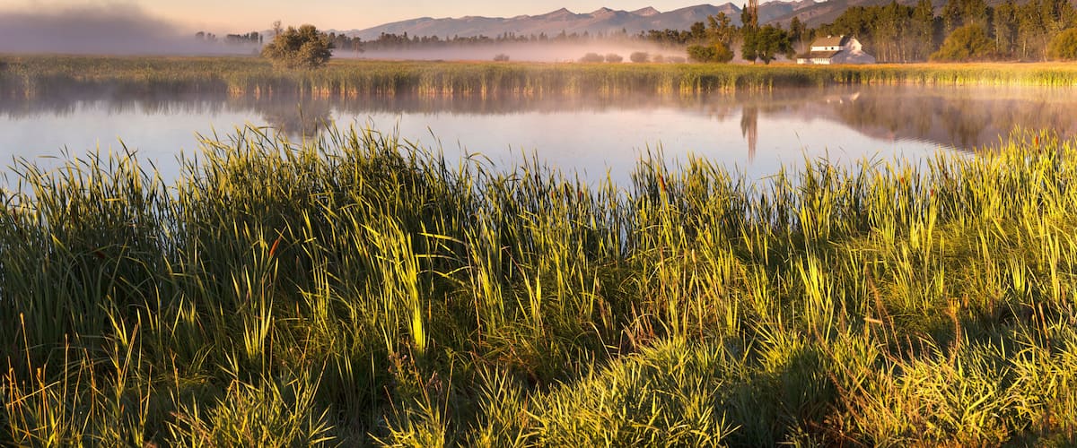 Scenic view of Bitterroot Valley during sunrise