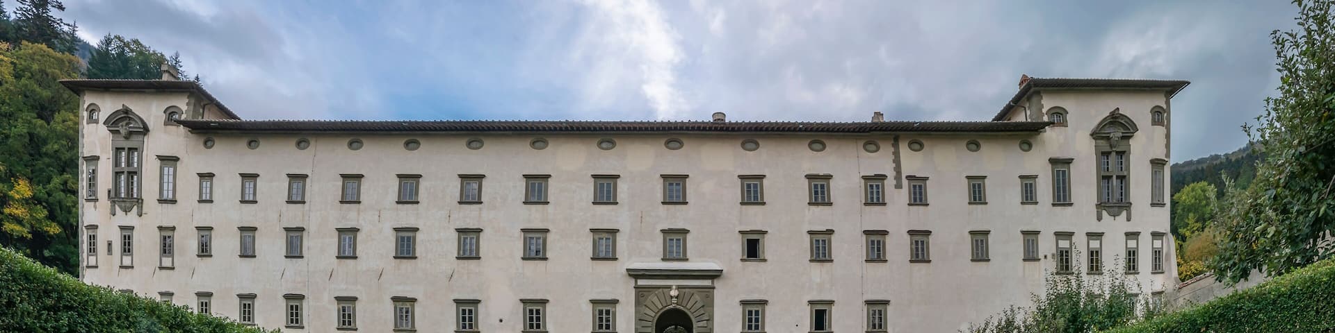 Panoramic view of the ancient Abbey of Vallombrosa, Reggello, Florence, Italy